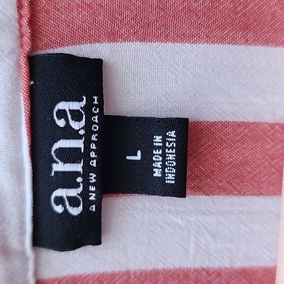 a.n.a. Red and White Striped Top Ruffled Caftan Sleeves Size Large - Picture 2 of 8